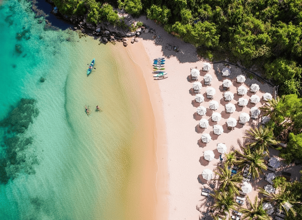 The bay features numerous colorful coral reefs that rival other famous coral destinations in Nha Trang